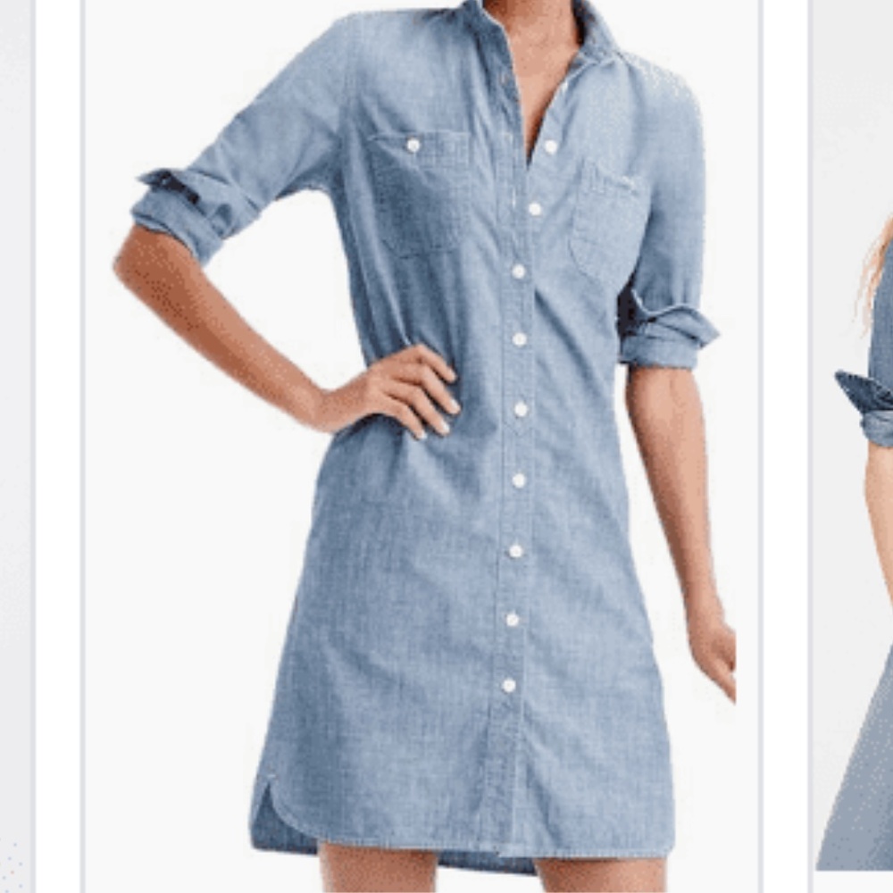 J. Crew Light Blue Chambray Shirt Mini Dress